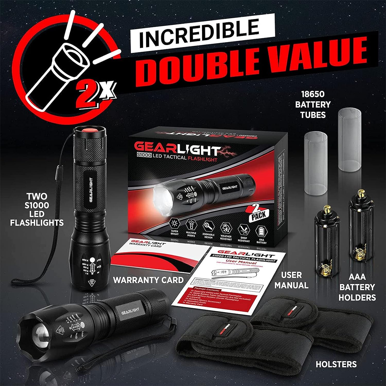 GearLight LED Flashlights - Mini Camping Flashlights