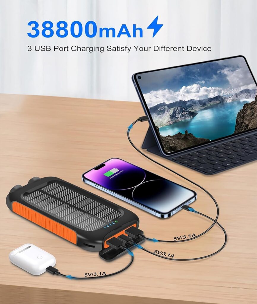 Kepswin Solar-Power-Bank-Portable-Charger-38800mAh Solar Phone Charger Battery Pack with LED Flashlight/USB C Waterproof External Backup Solar Powered Charger Compatible for Outdoor, Camping, Travel Kepswin Solar-Power-Bank-Portable-Charger-38800mAh Solar Phone Charger Battery Pack with LED Flashlight/USB C Waterproof External Backup Solar Powered Charger Compatible for Outdoor, Camping, Travel